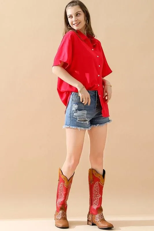GLOSSY SHORT SLEEVE SHIRT