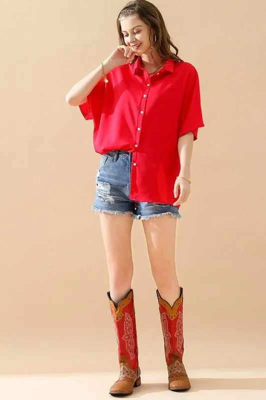 GLOSSY SHORT SLEEVE SHIRT