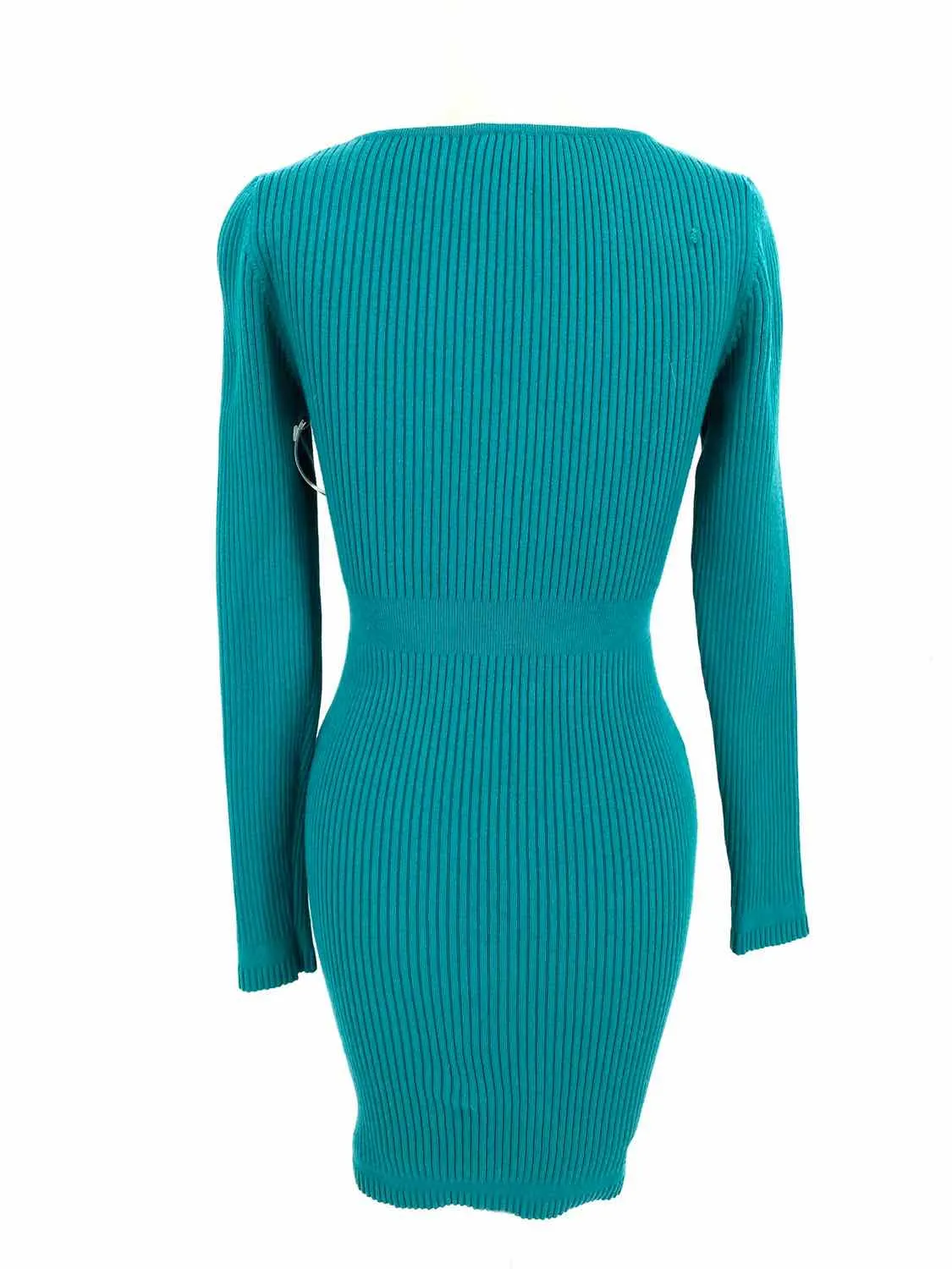 HERVE by HERVE LEGER Women's Teal Bodycon Ribbed Size XS Dress