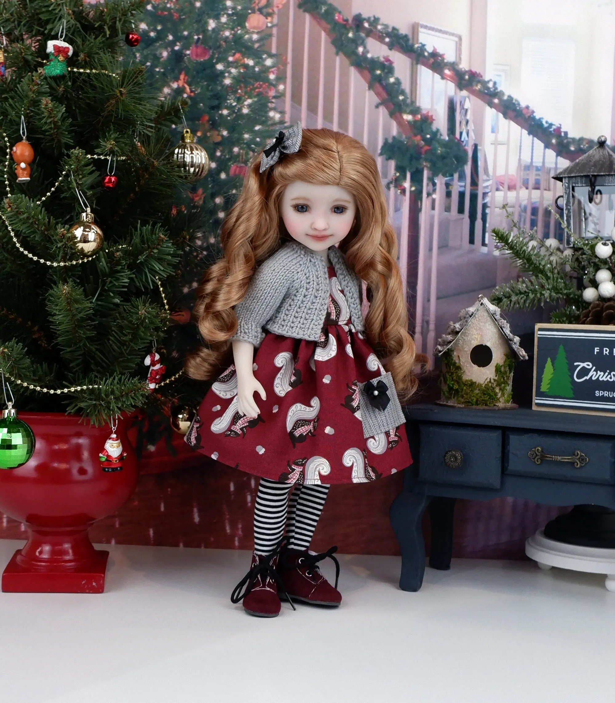 Holiday Squirrel - dress with sweater & boots for Ruby Red Fashion Friends doll