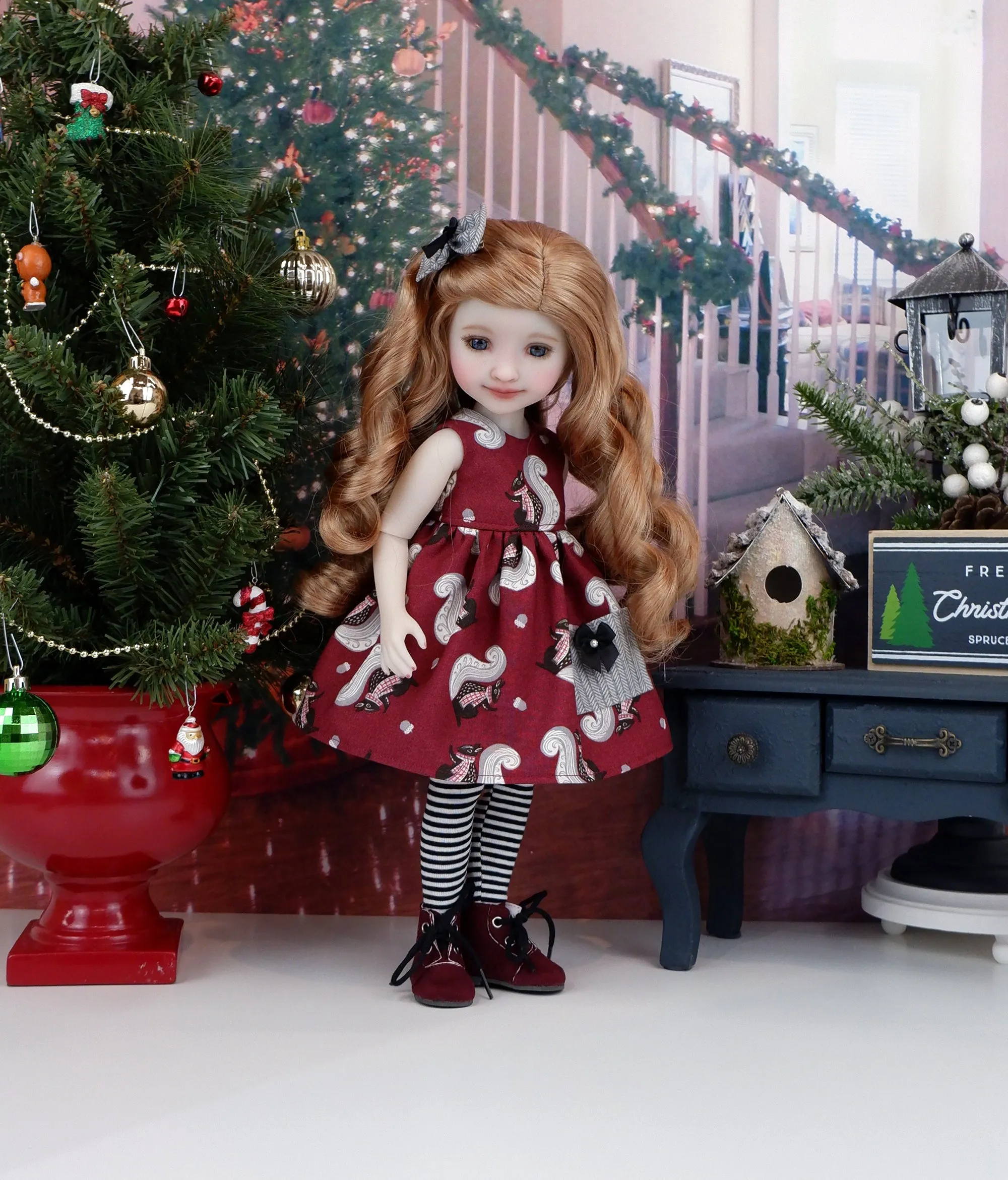 Holiday Squirrel - dress with sweater & boots for Ruby Red Fashion Friends doll