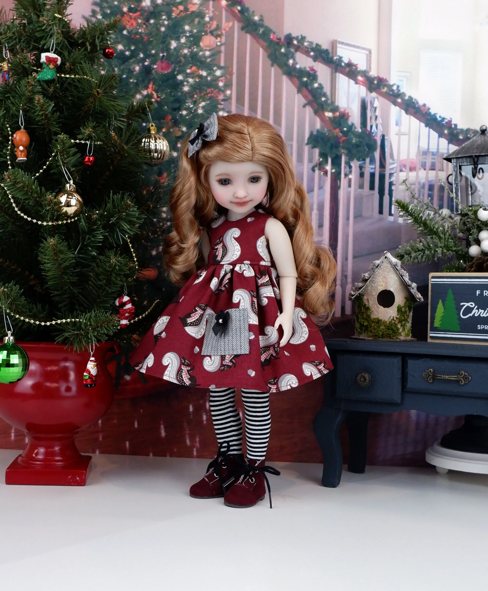 Holiday Squirrel - dress with sweater & boots for Ruby Red Fashion Friends doll