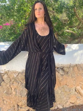 Ibiza boho short kimono 👘 in black with gold lurex