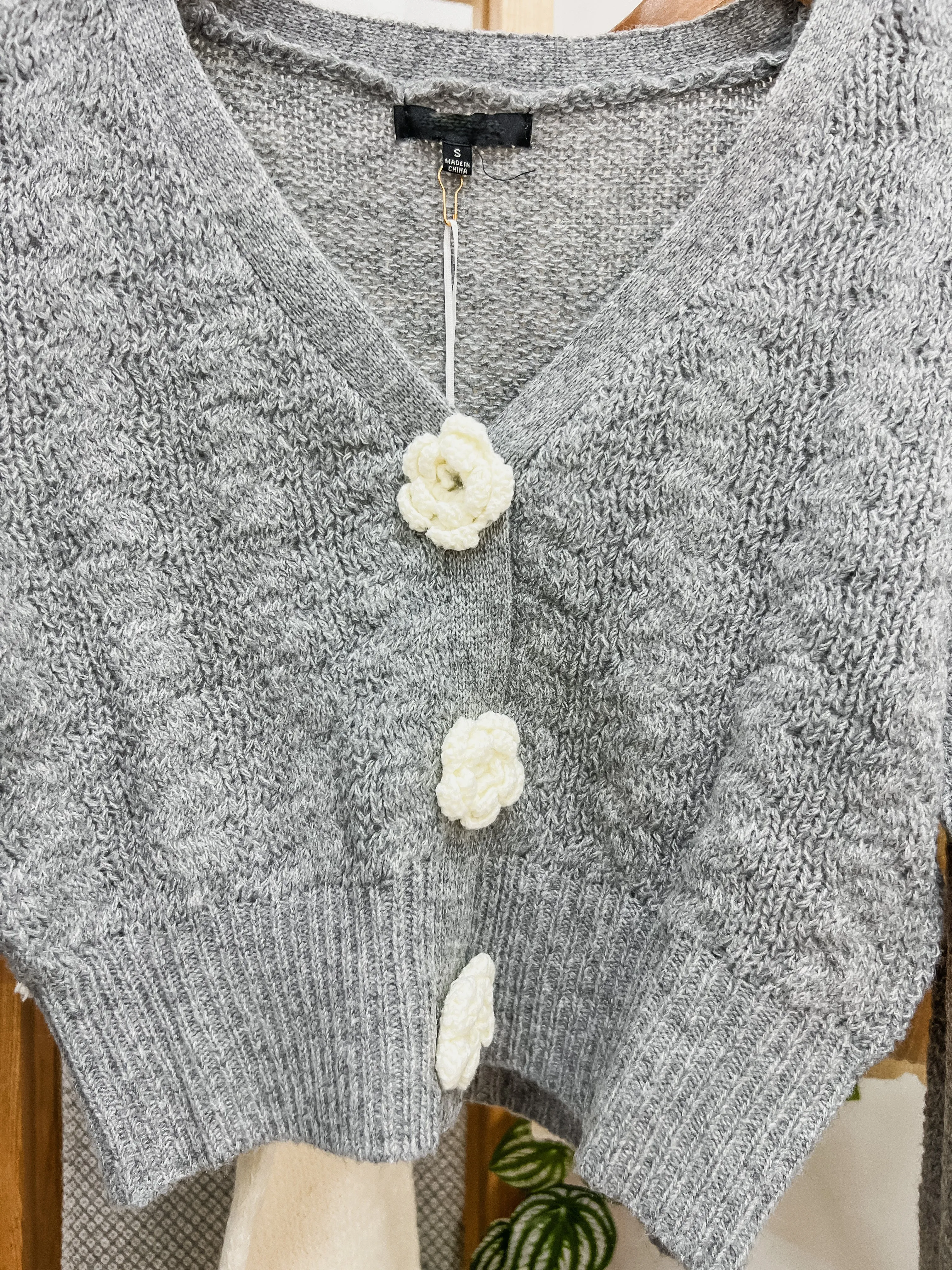 Isabella Crochet Knit Flower Cardigan