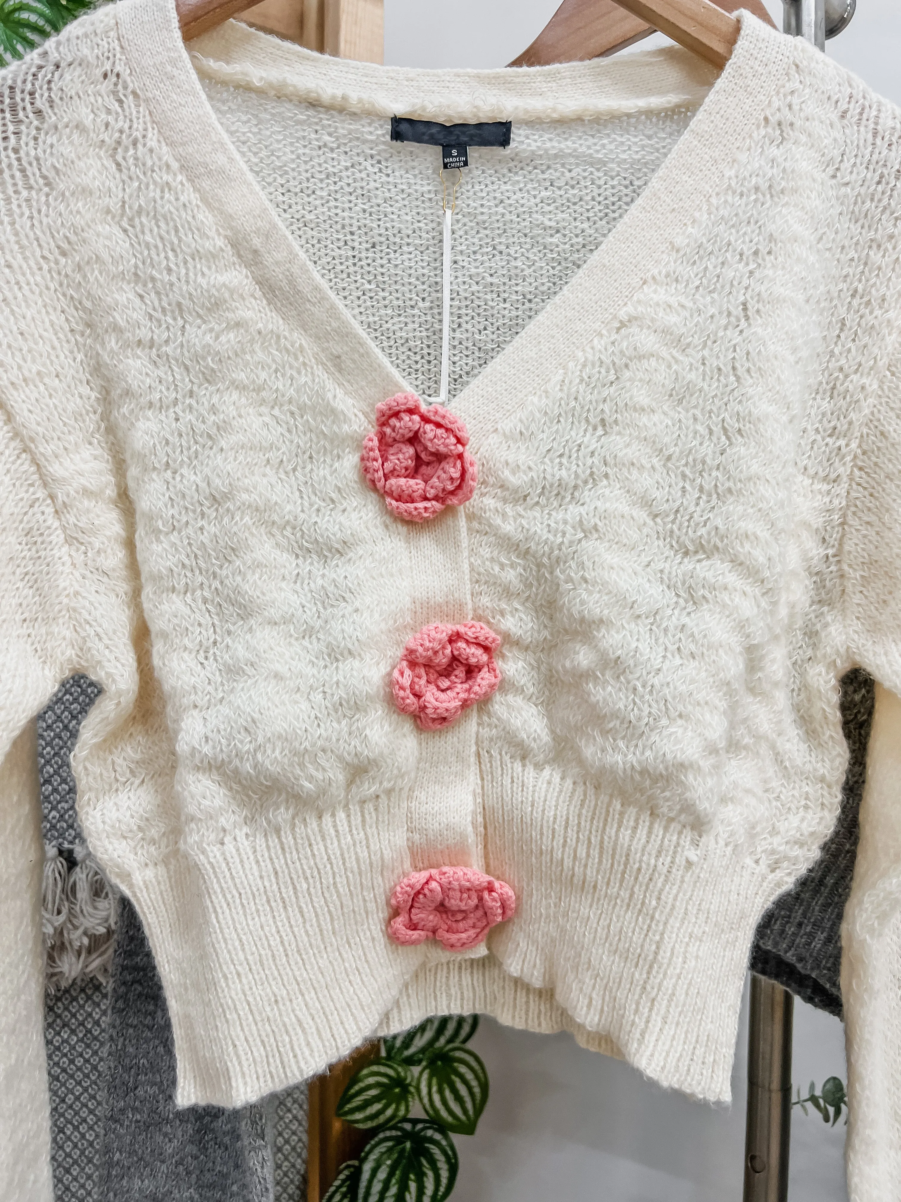 Isabella Crochet Knit Flower Cardigan