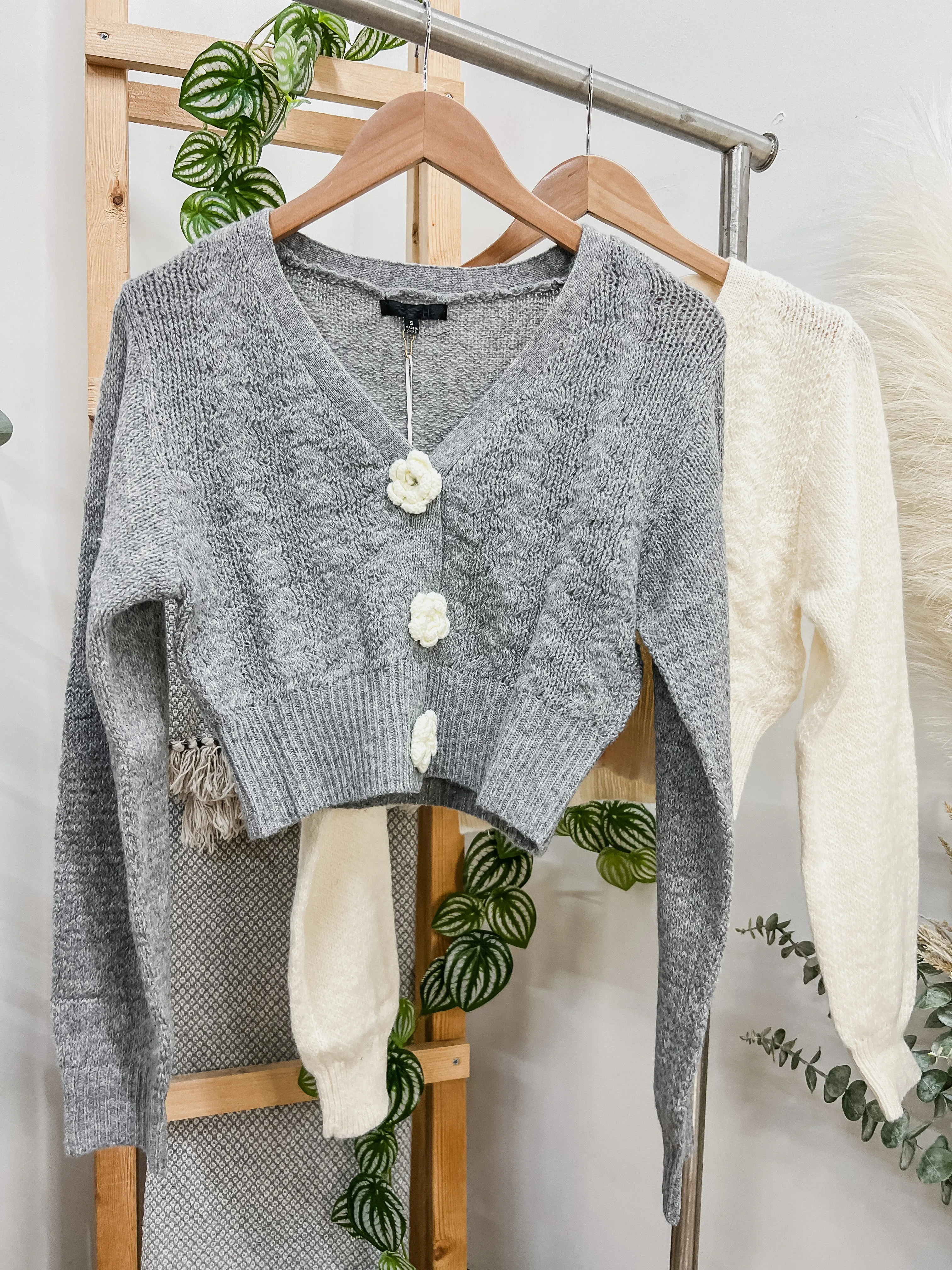 Isabella Crochet Knit Flower Cardigan