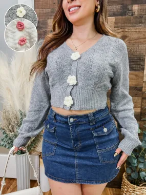 Isabella Crochet Knit Flower Cardigan