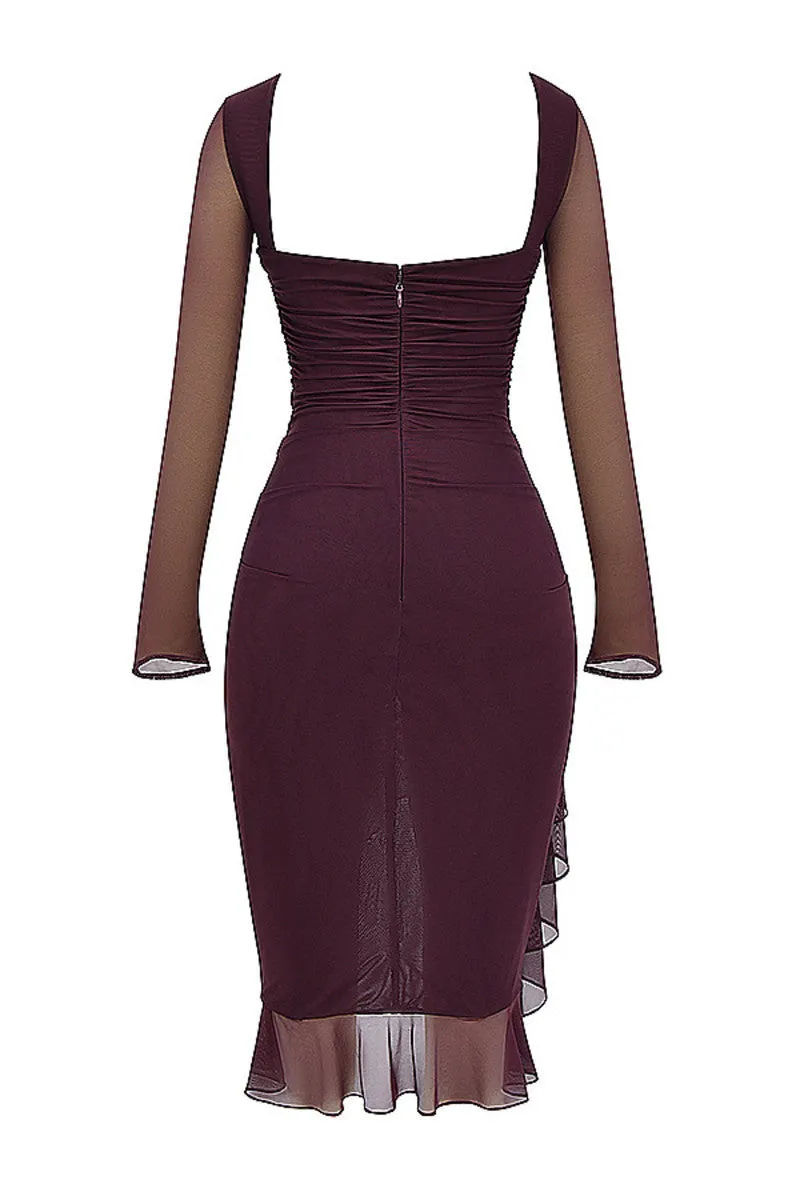 Jamie Ruffle Ruched Midi Dress