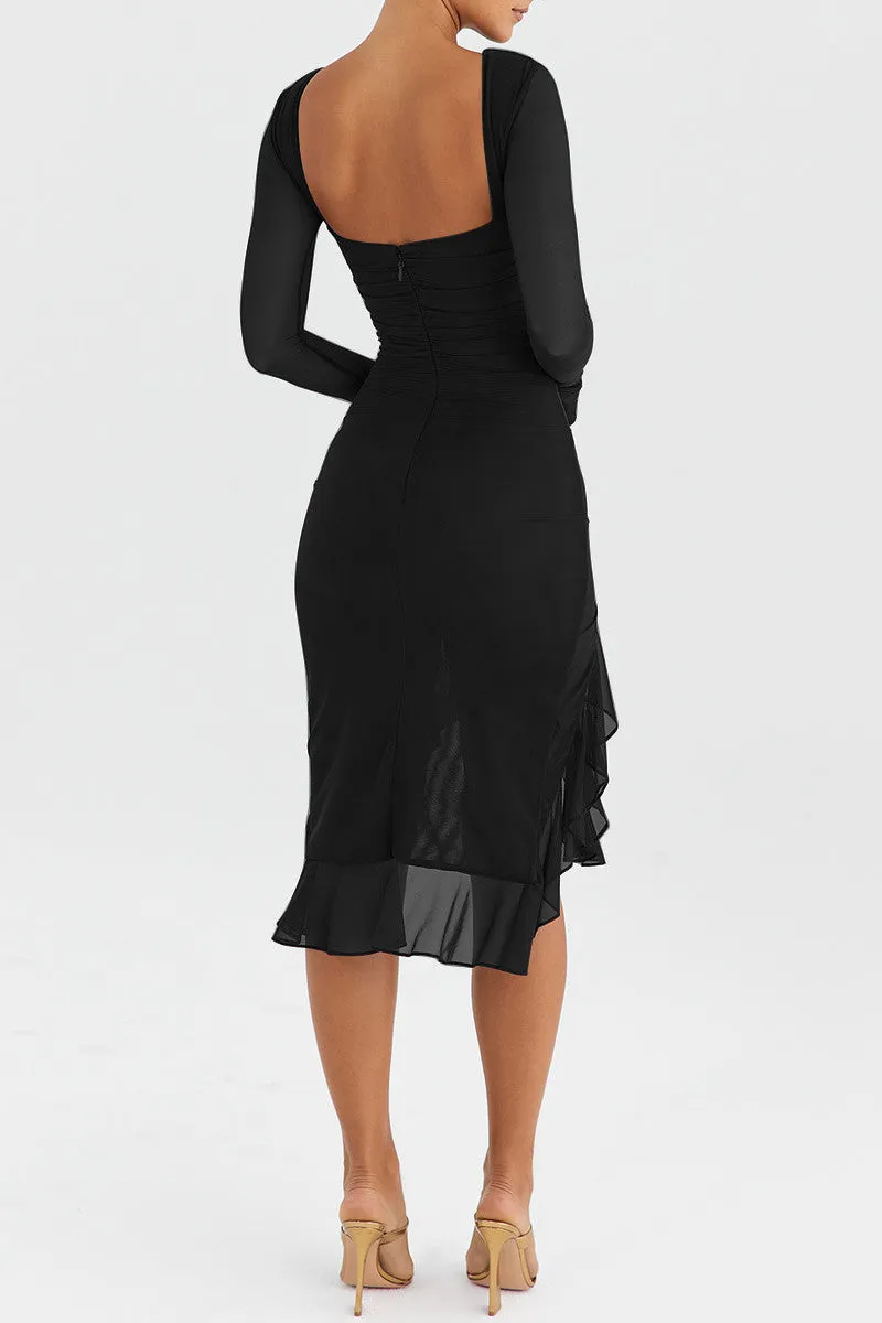 Jamie Ruffle Ruched Midi Dress