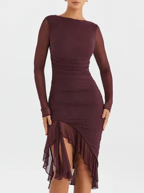 Jamie Ruffle Ruched Midi Dress