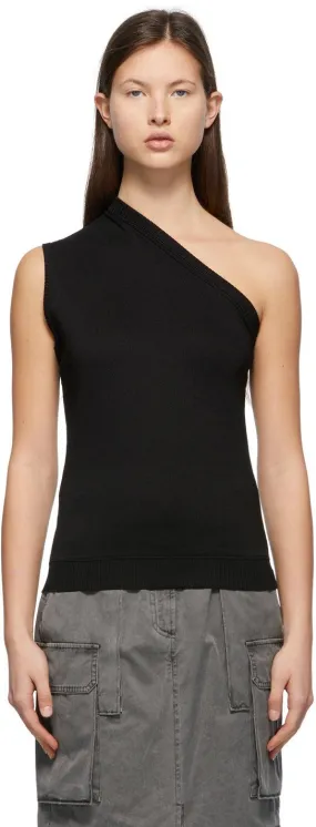 Juun.J Black Asymmetry Neckline Tank Top