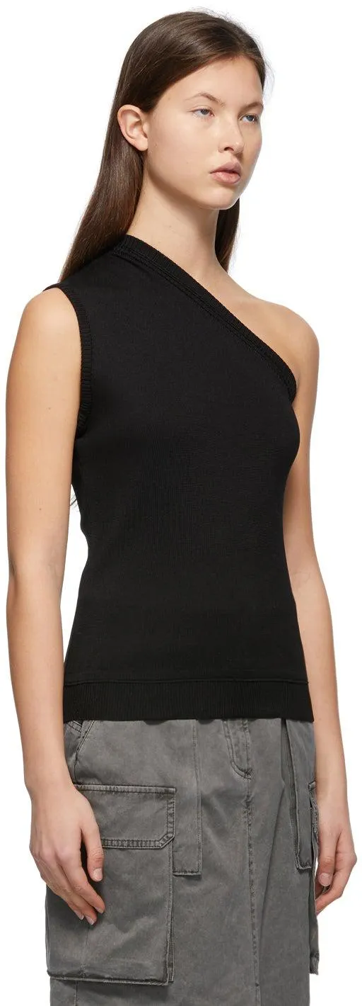 Juun.J Black Asymmetry Neckline Tank Top