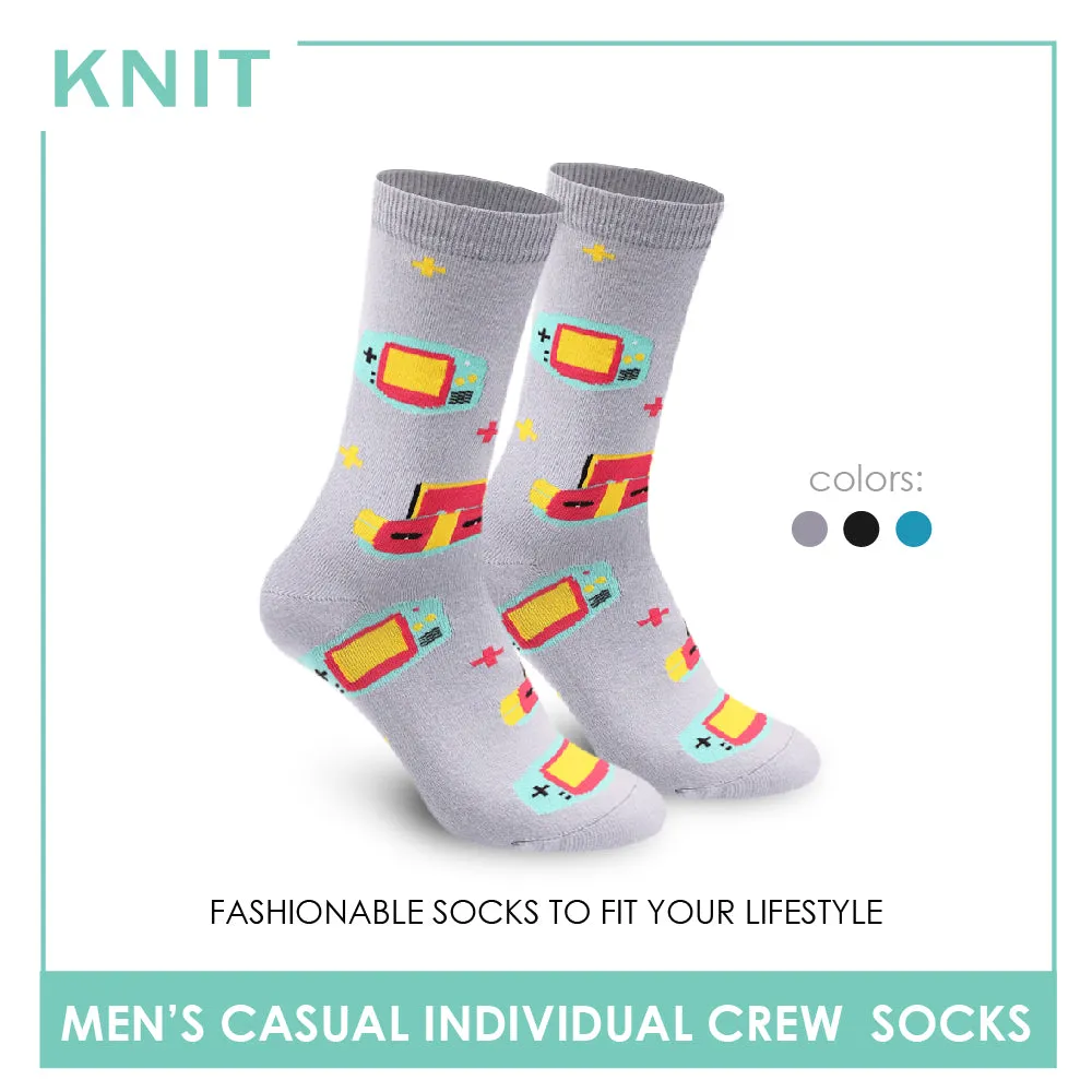 Knit Men's Retro Game Console Cotton Light Performance Crew Socks 1 Pair KMC2302