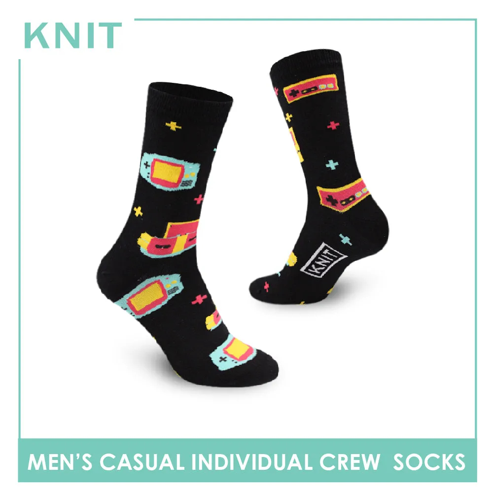 Knit Men's Retro Game Console Cotton Light Performance Crew Socks 1 Pair KMC2302