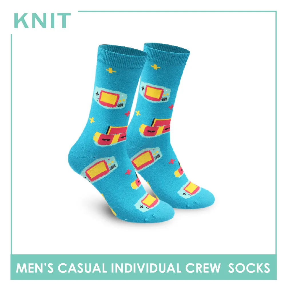 Knit Men's Retro Game Console Cotton Light Performance Crew Socks 1 Pair KMC2302