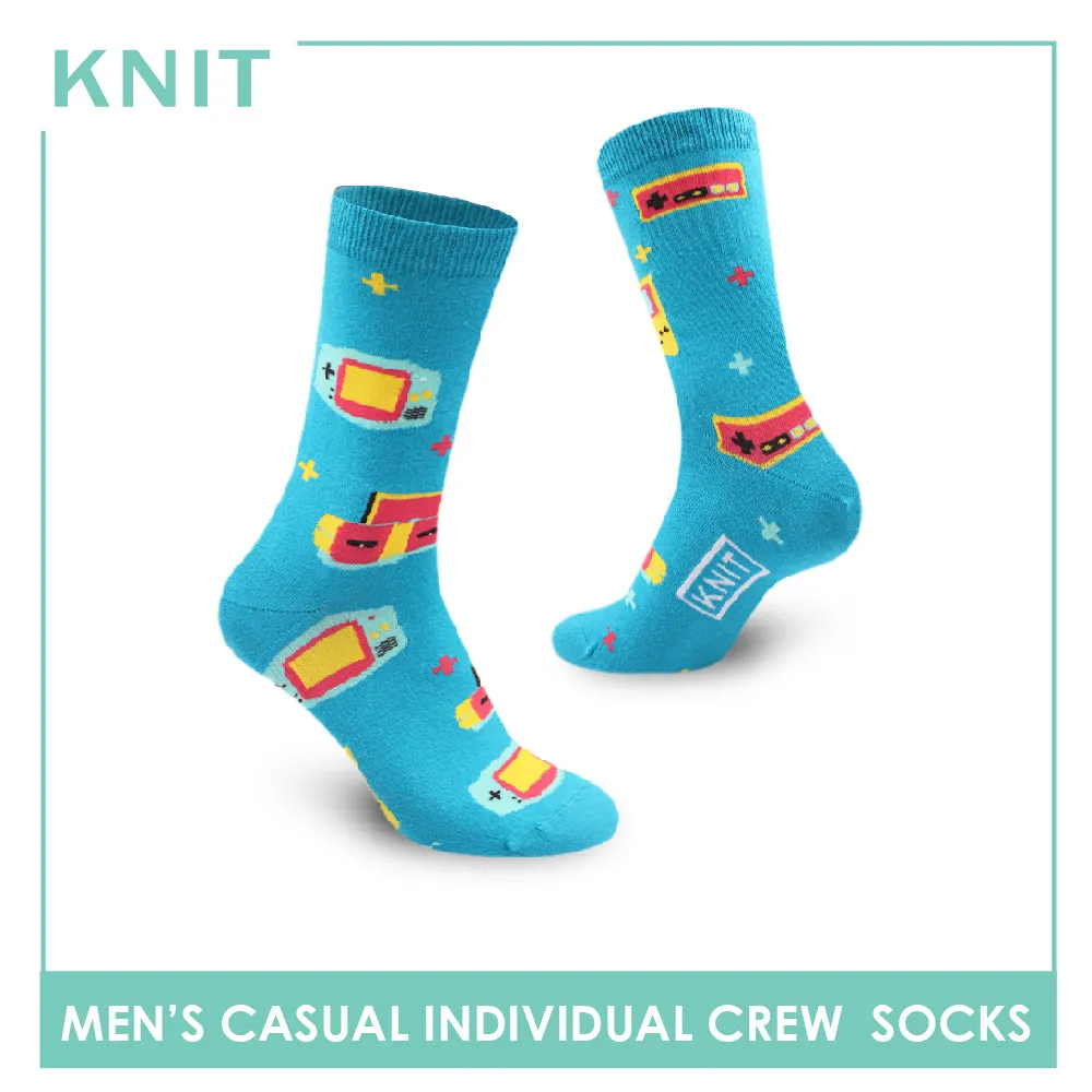 Knit Men's Retro Game Console Cotton Light Performance Crew Socks 1 Pair KMC2302