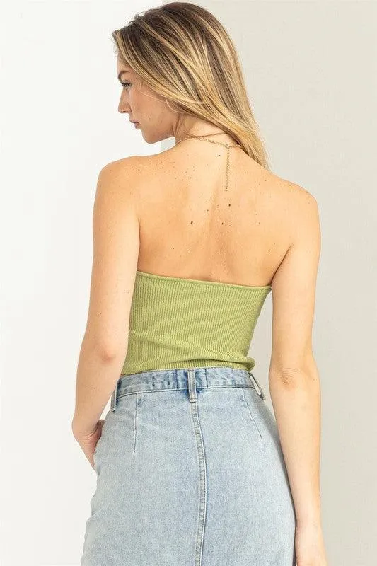 knit sweetheart strapless top