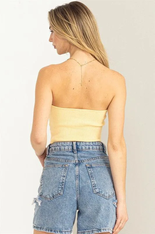 knit sweetheart strapless top