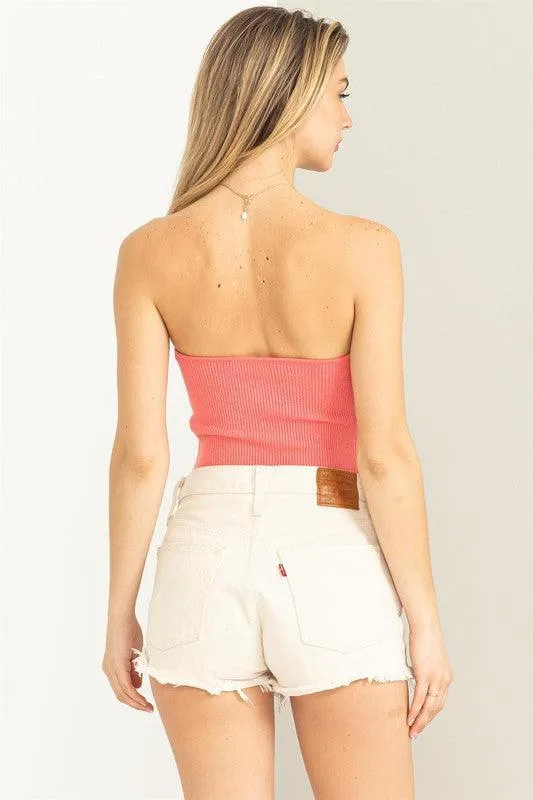 knit sweetheart strapless top