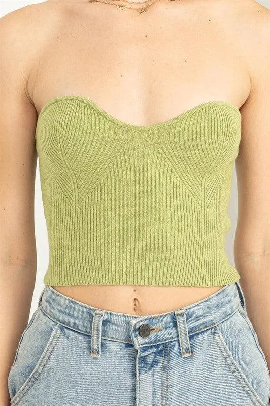 knit sweetheart strapless top