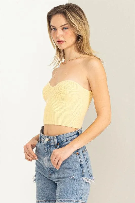 knit sweetheart strapless top
