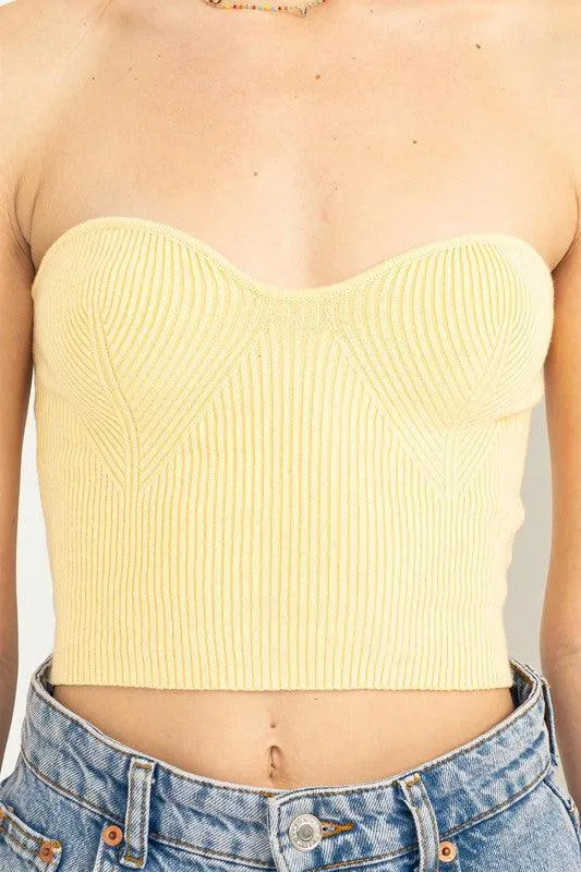 knit sweetheart strapless top