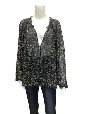 Knot Sisters Womens Top Floral Print Long Sleeve Size: M