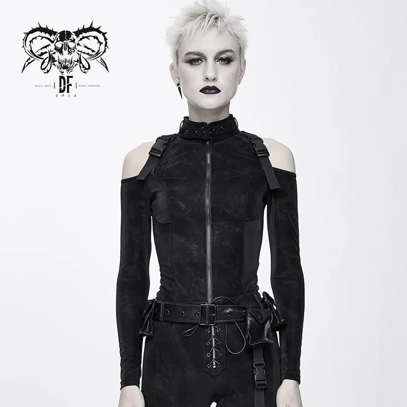 'Landslide' Punk Turtleneck Jacket with Shoulder Slits