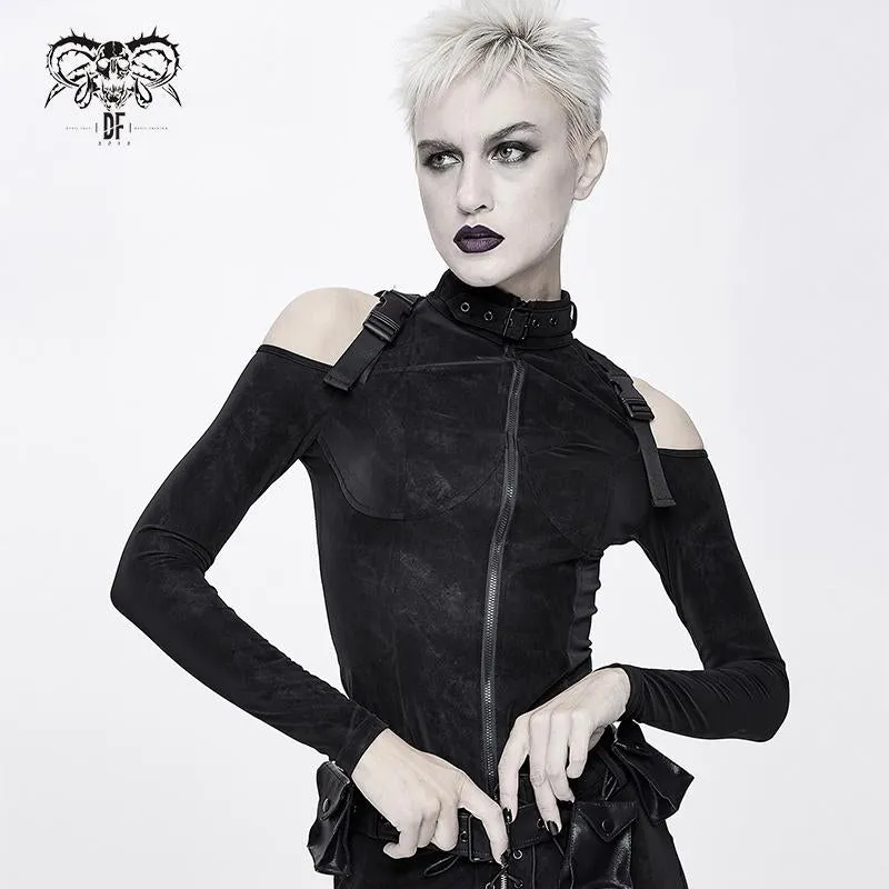 'Landslide' Punk Turtleneck Jacket with Shoulder Slits