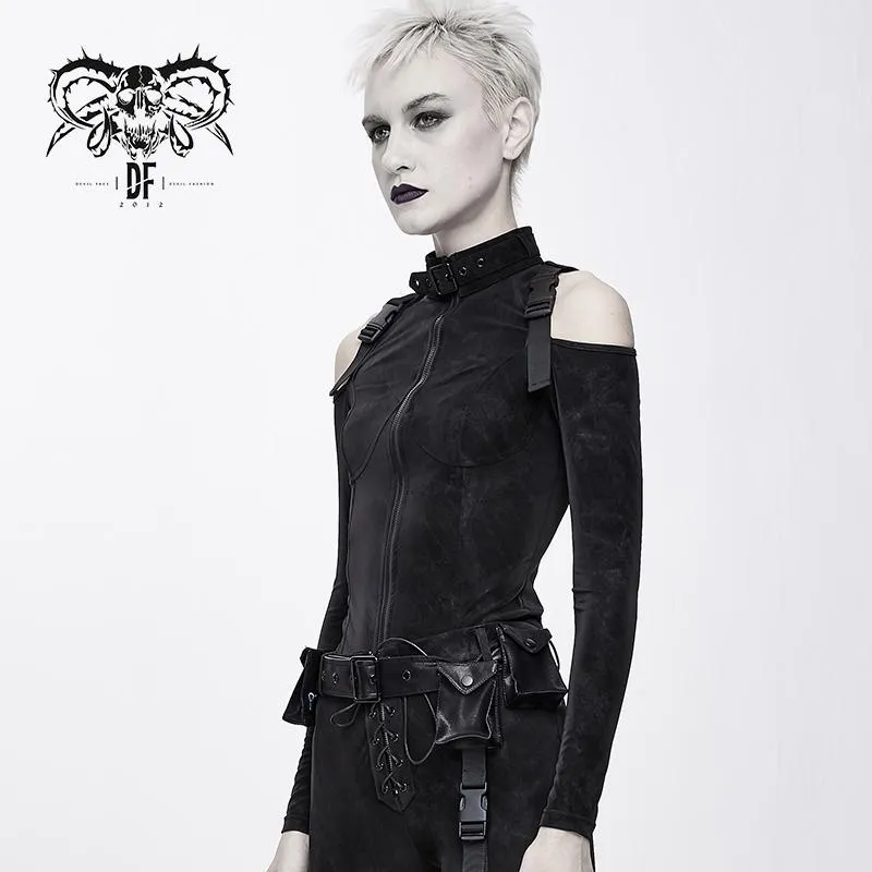 'Landslide' Punk Turtleneck Jacket with Shoulder Slits