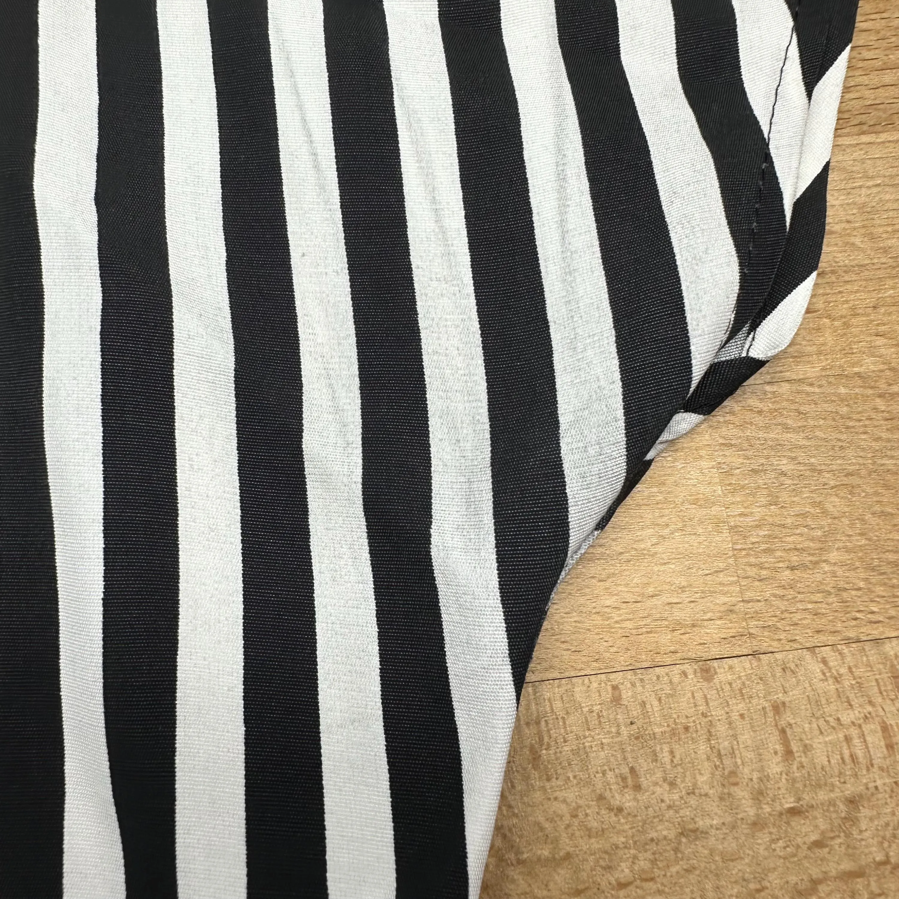Large 80s Black & White Striped Belted Mini Dress
