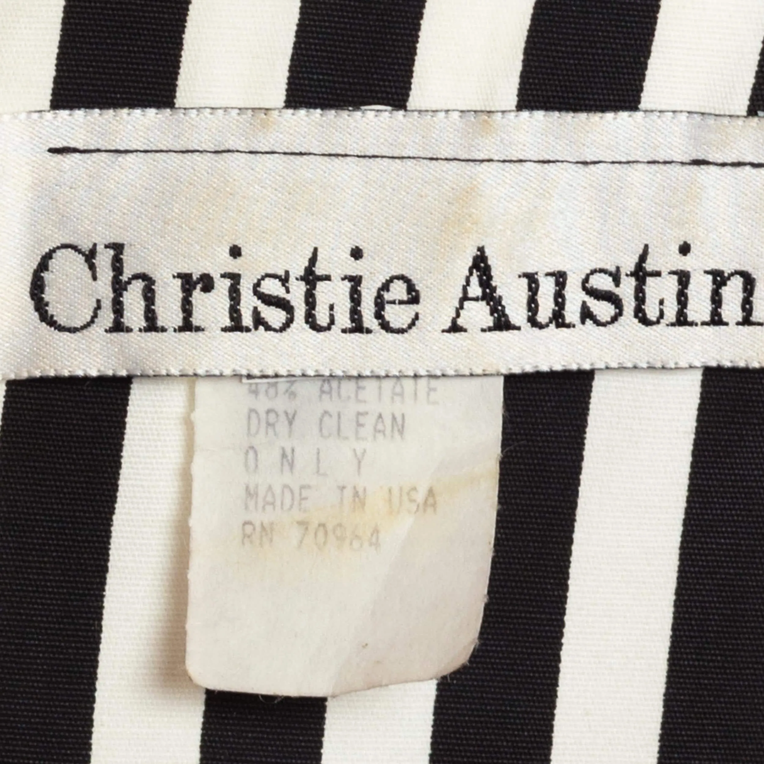 Large 80s Black & White Striped Belted Mini Dress