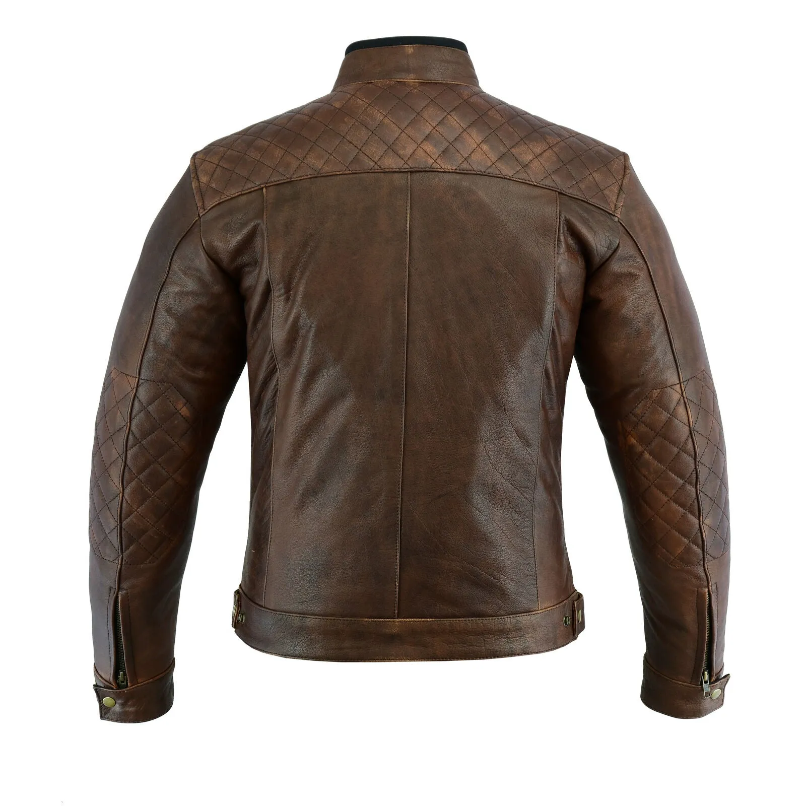 Leather Motorbike Motorcycle Jacket Touring Brown jacket With Genuine CE Biker Armour