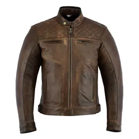 Leather Motorbike Motorcycle Jacket Touring Brown jacket With Genuine CE Biker Armour