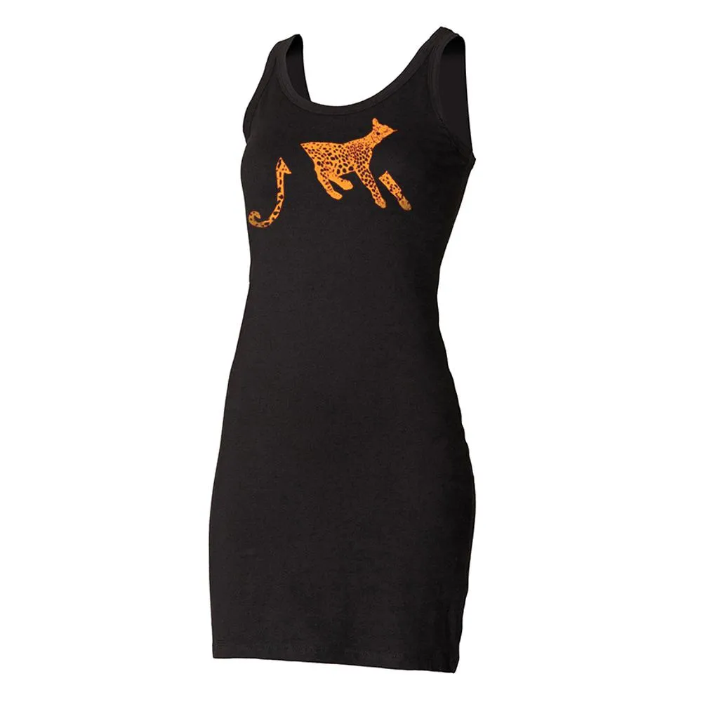 Leopard vest dress, black