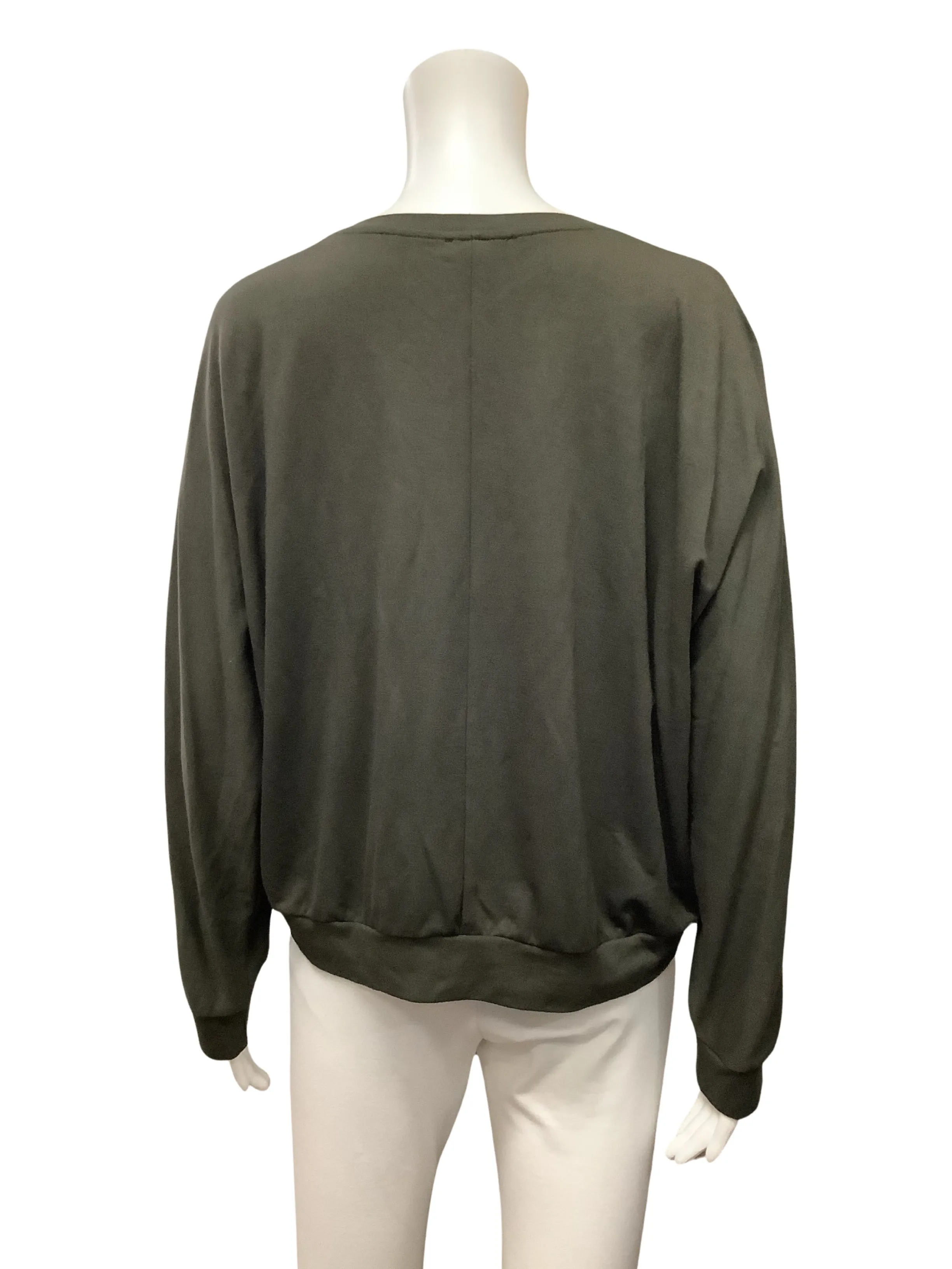 Lilla P Top Green Cropped V Neck Size: XL