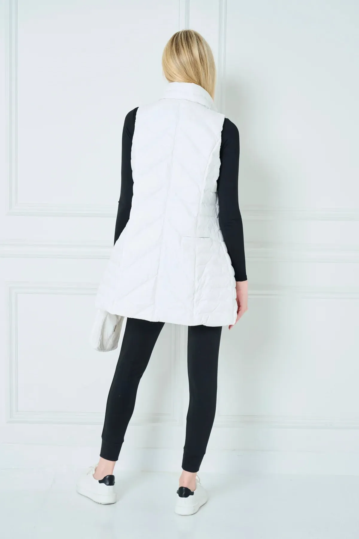 Long Chevron Quilted Vest