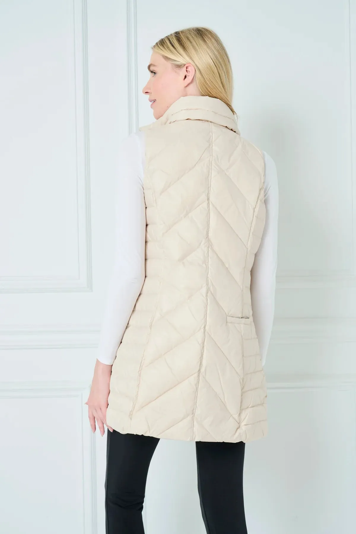 Long Chevron Quilted Vest