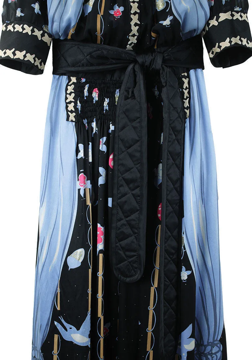 Long Printed Silk Dress