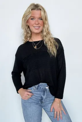 Lorenah Drop Shoulder Waffle Knit Pocket Top