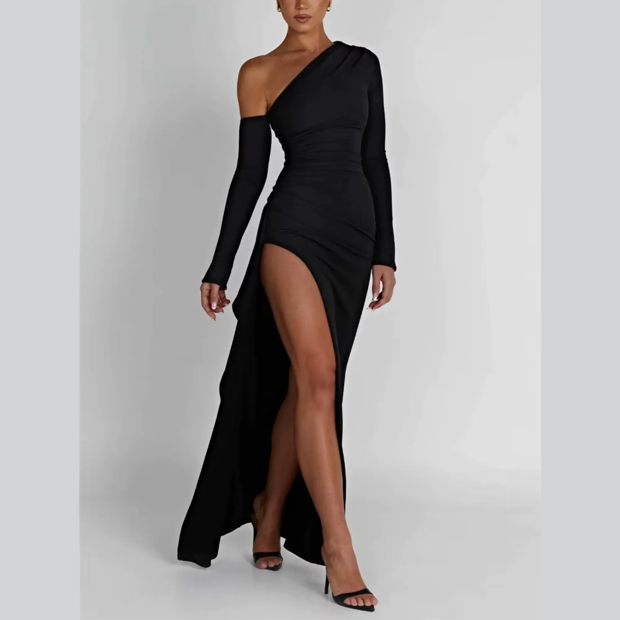 Lyra - Asymmetrical One Shoulder Maxi Dress