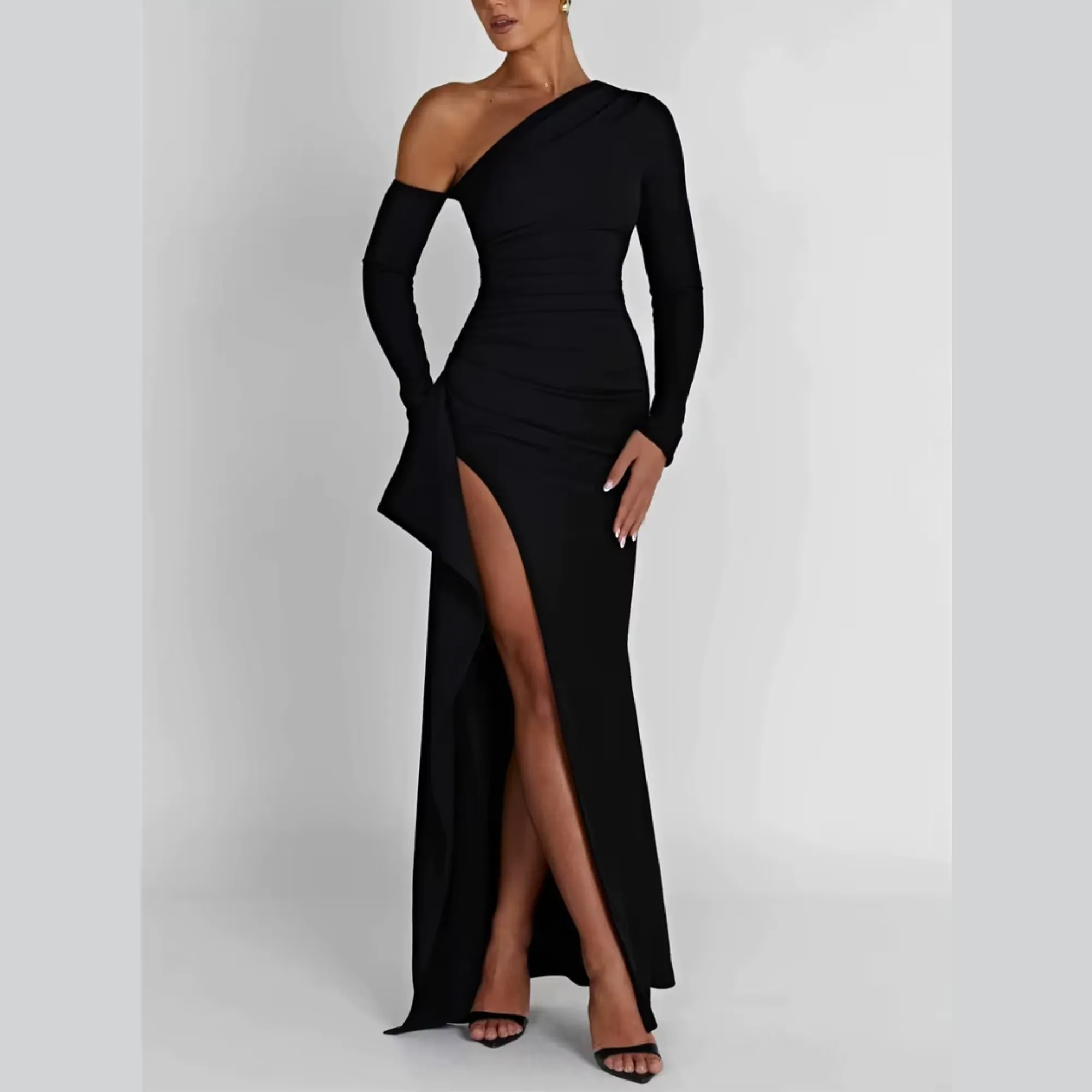 Lyra - Asymmetrical One Shoulder Maxi Dress