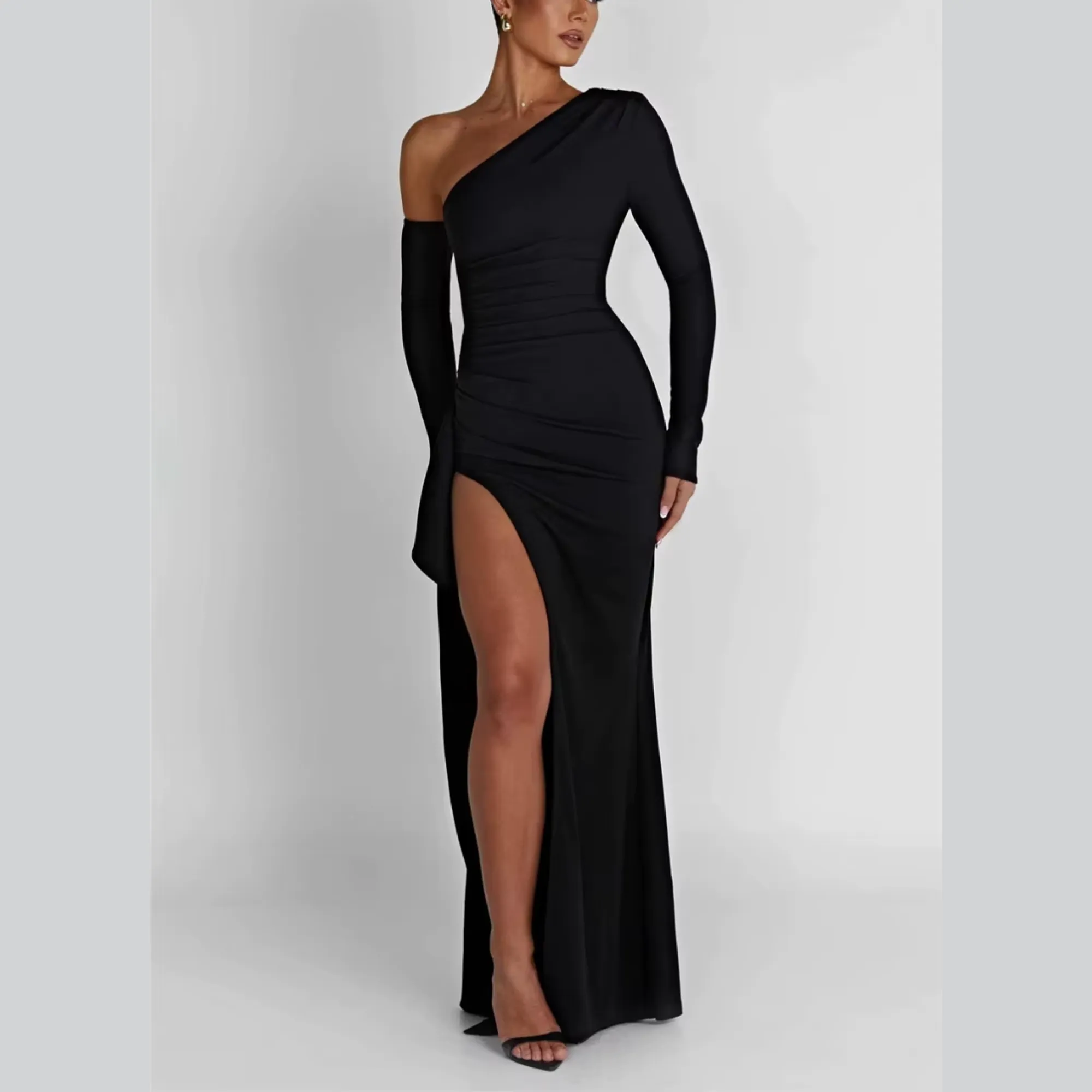 Lyra - Asymmetrical One Shoulder Maxi Dress