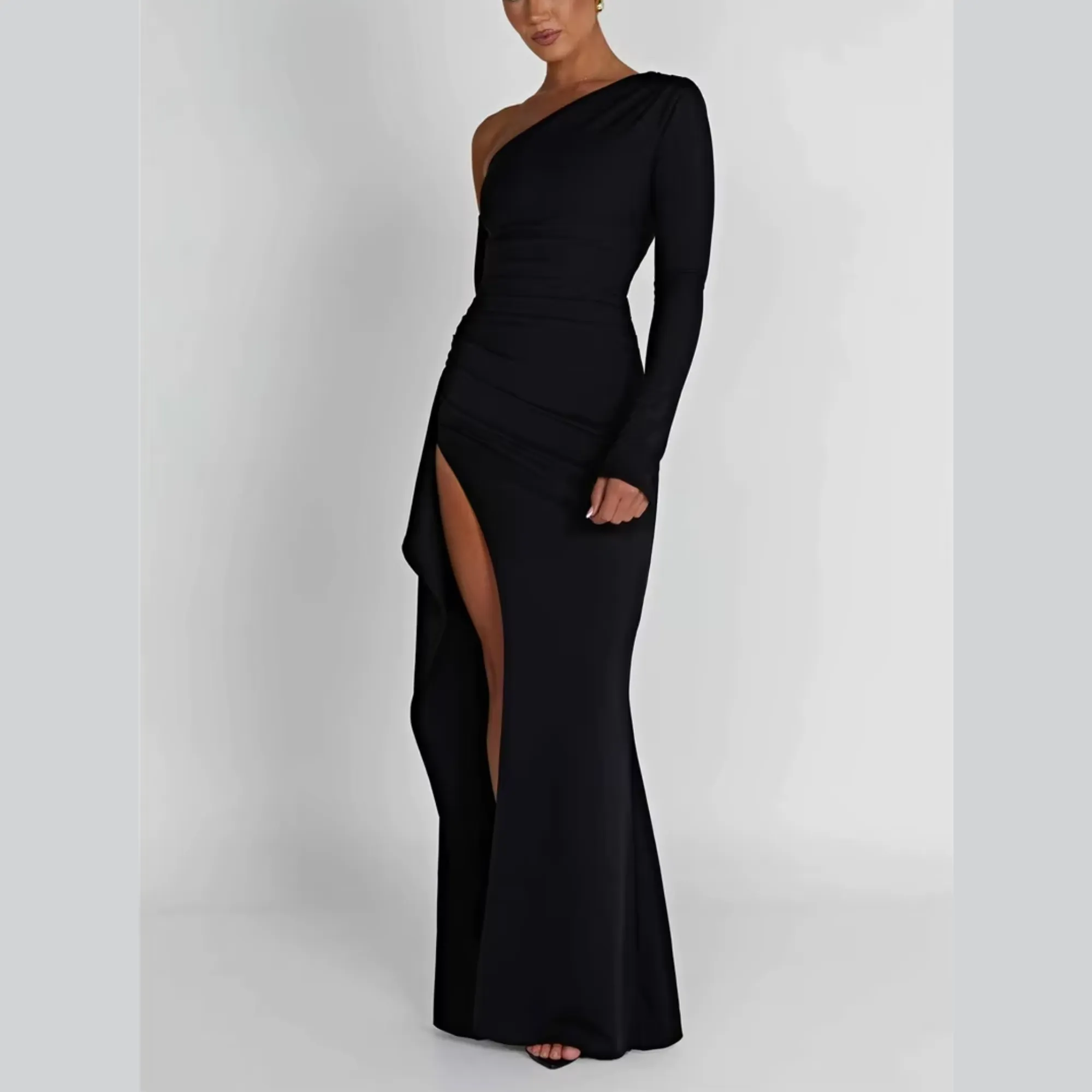 Lyra - Asymmetrical One Shoulder Maxi Dress