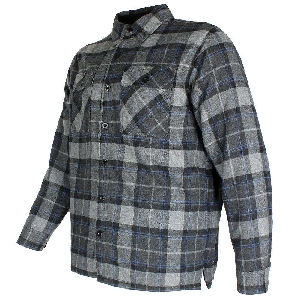 Maxxsel Men's Fleece Lined Button Front Side Pockets Flannel Plaid Shirt Jacket