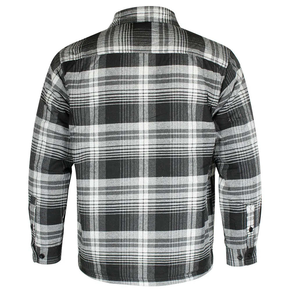 Maxxsel Men's Fleece Lined Button Front Side Pockets Flannel Plaid Shirt Jacket