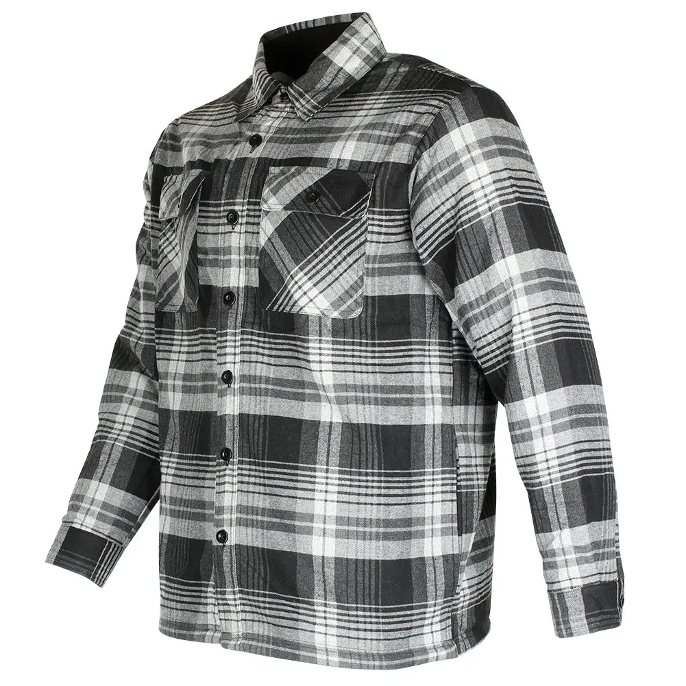 Maxxsel Men's Fleece Lined Button Front Side Pockets Flannel Plaid Shirt Jacket