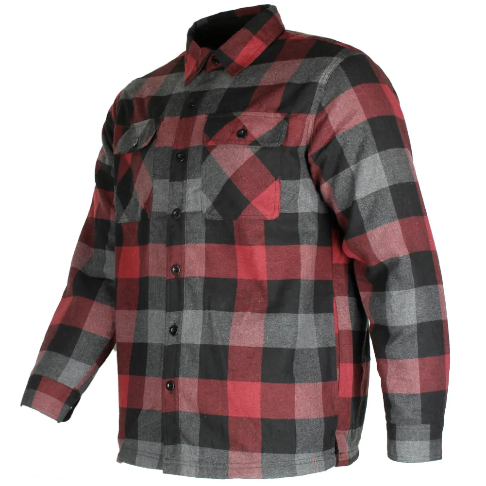 Maxxsel Men's Fleece Lined Button Front Side Pockets Flannel Plaid Shirt Jacket
