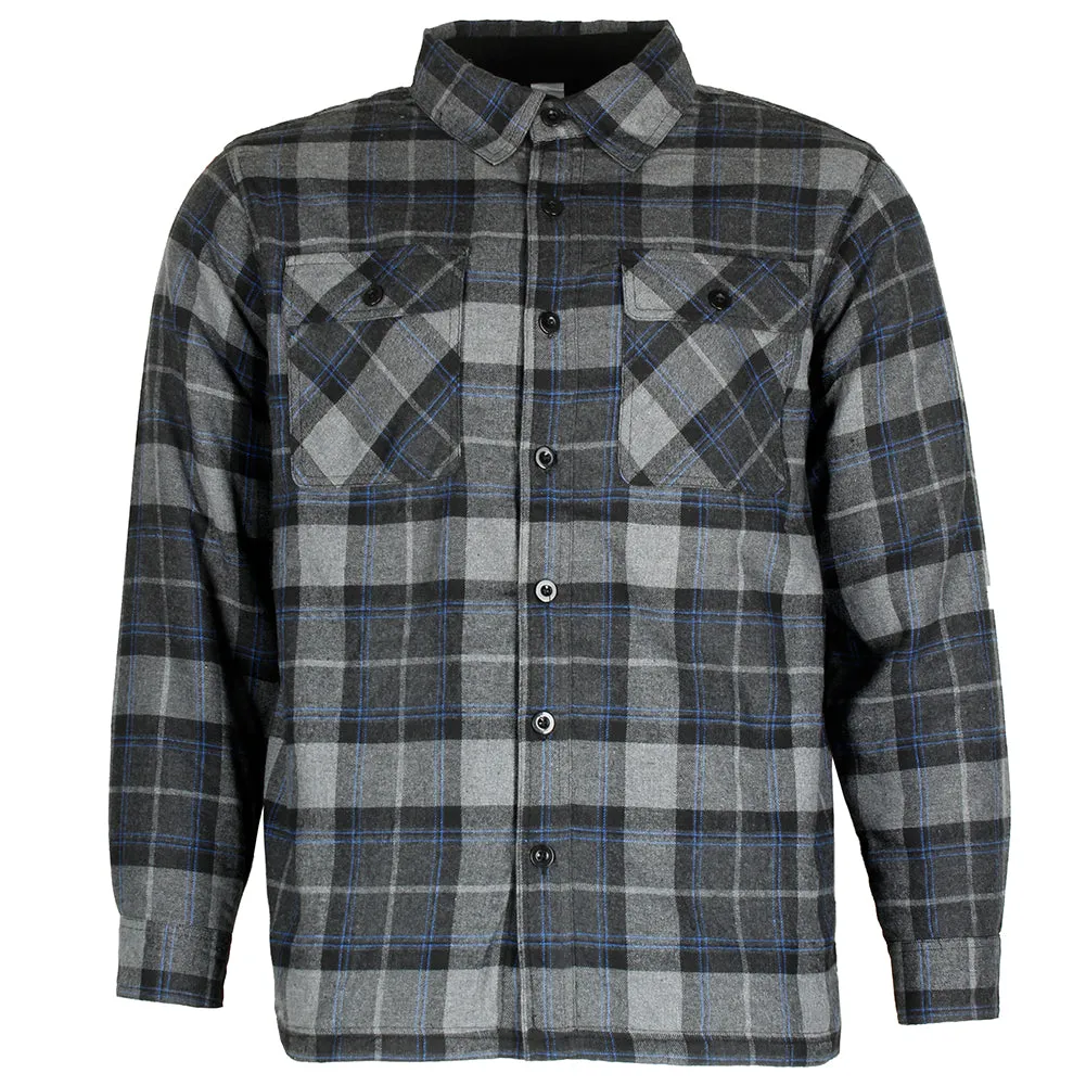 Maxxsel Men's Fleece Lined Button Front Side Pockets Flannel Plaid Shirt Jacket