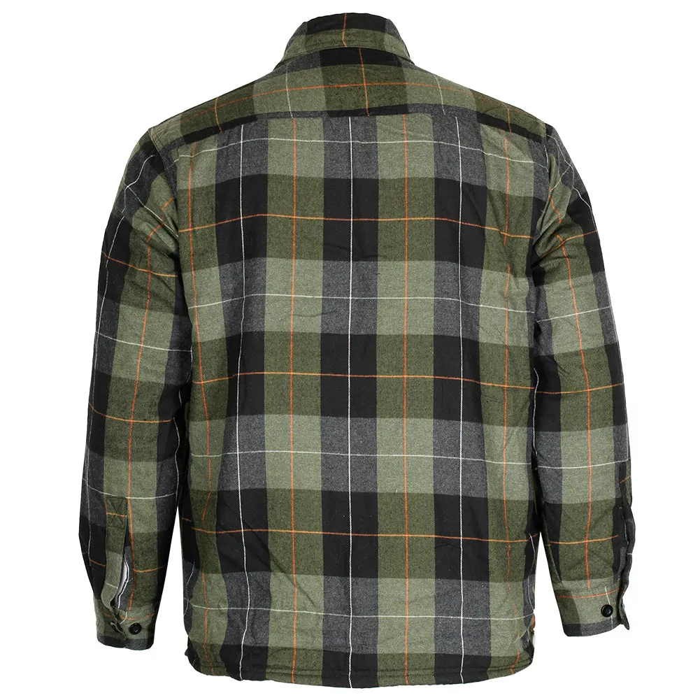 Maxxsel Men's Fleece Lined Button Front Side Pockets Flannel Plaid Shirt Jacket